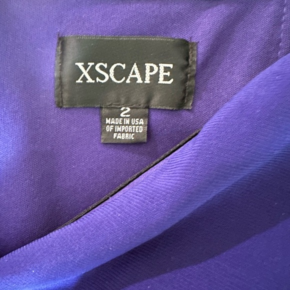 Xscape Blue Off Shoulder Slit Gown - Picture 6 of 8